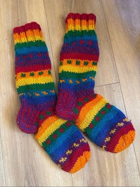 Nepal Rainbow Knit Socks